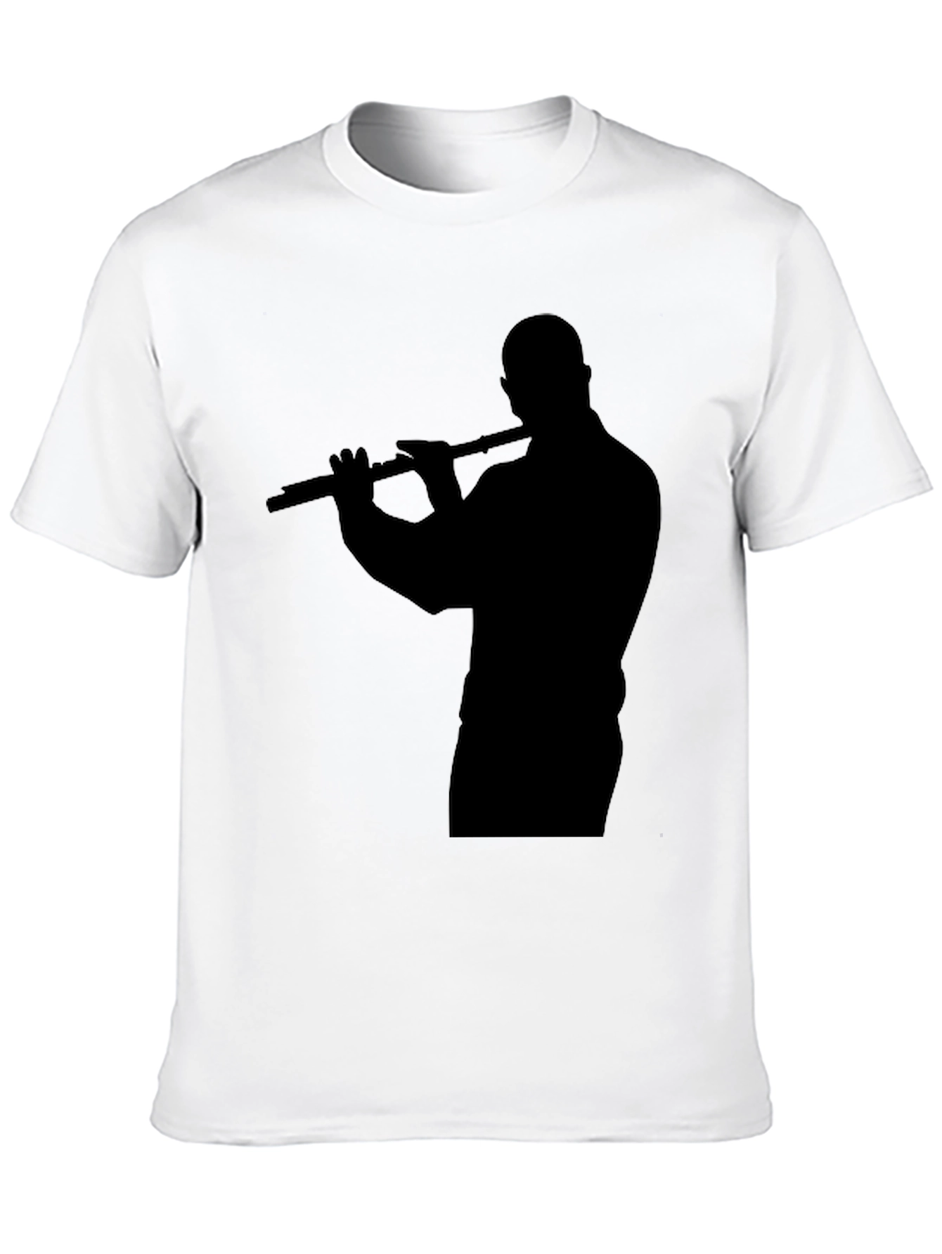 Silhouette Flute Player Black T-Shirt