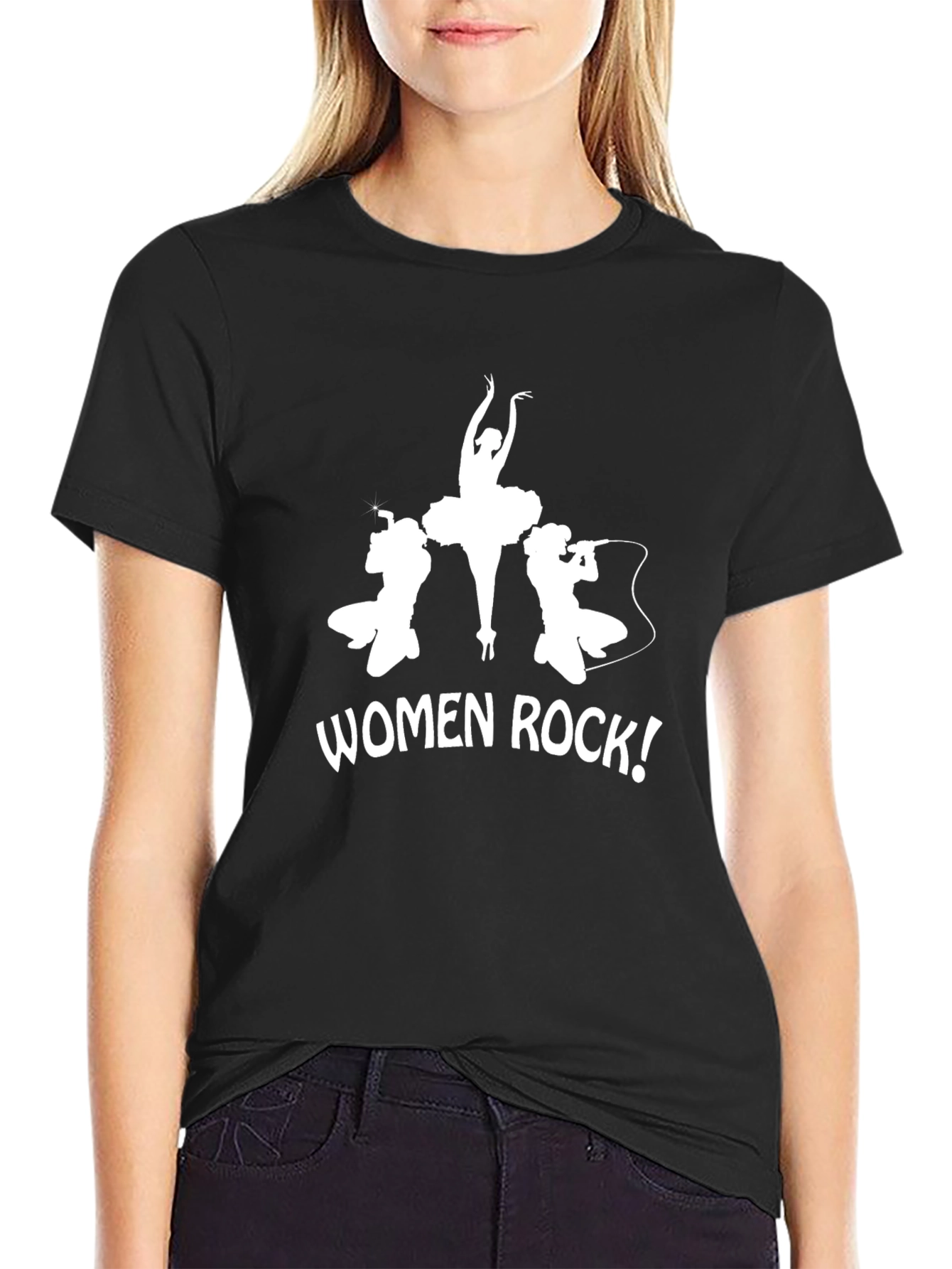 Women Rock T-Shirt - Ballerina & Rocker Design