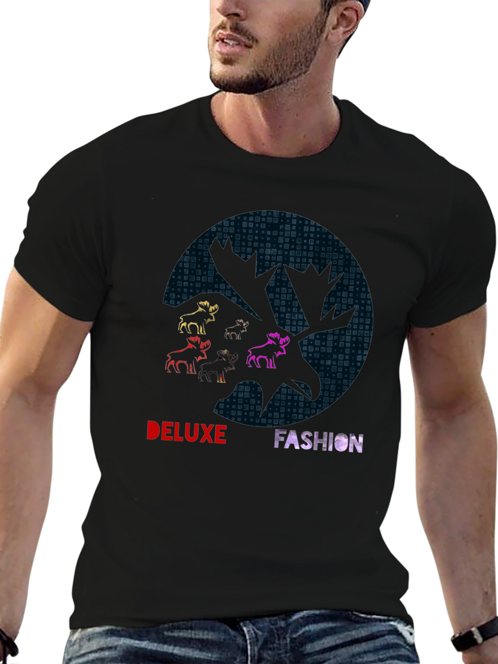 Deluxe Fashion Graphic Print Black T-Shirt