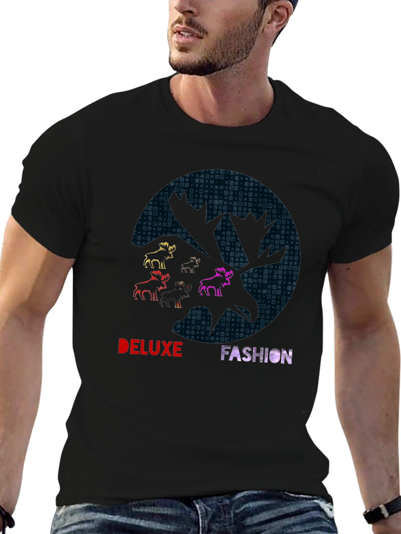 Deluxe Fashion Graphic Print Black T-Shirt