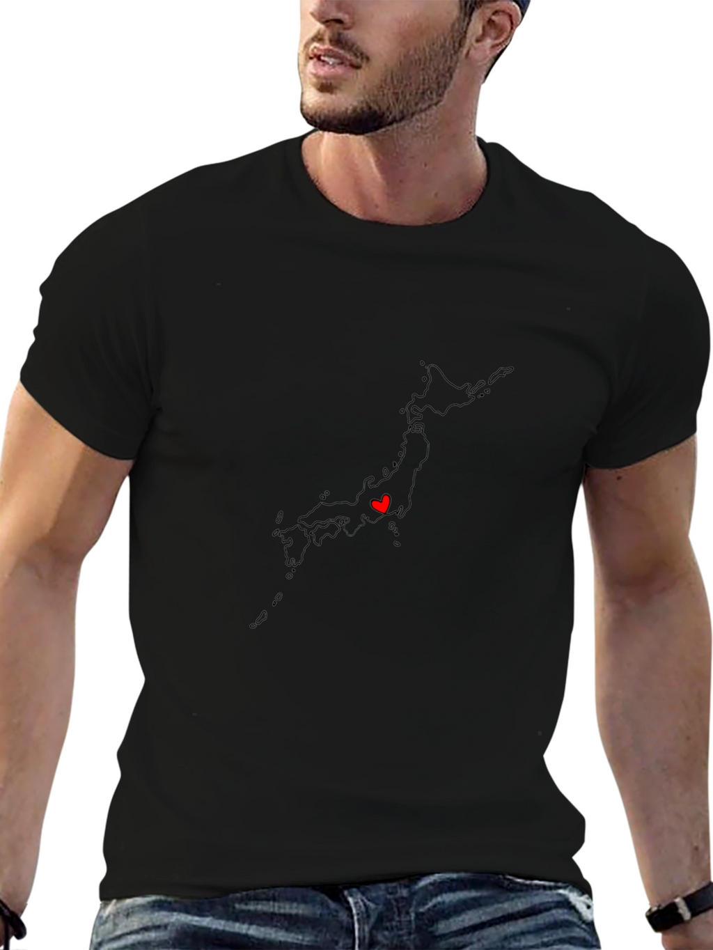 Japan Map Heart Graphic T-Shirt