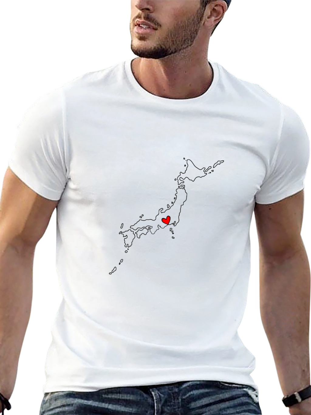 Japan Map Heart Graphic T-Shirt