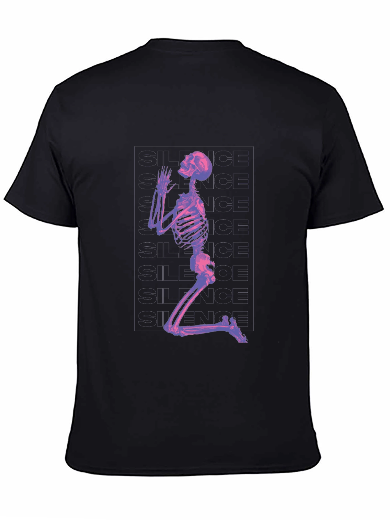 Praying Skeleton Graphic T-Shirt - Black