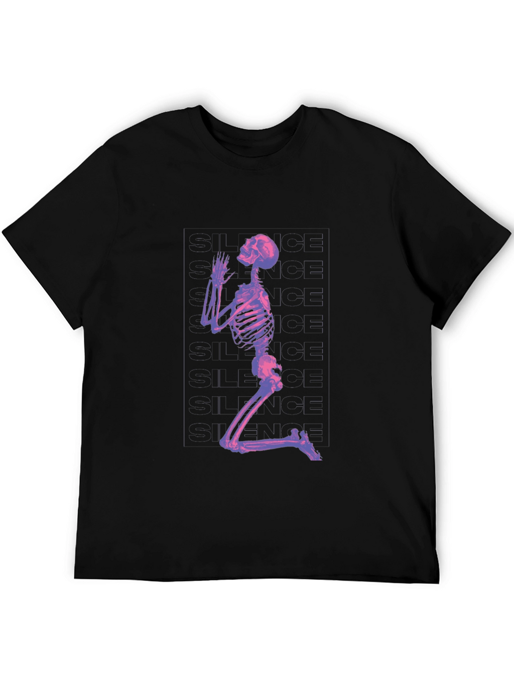 Praying Skeleton Graphic T-Shirt - Black