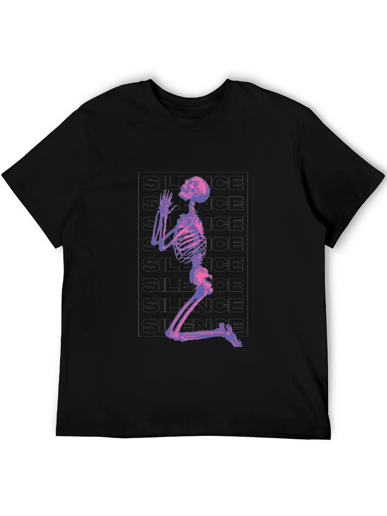 Praying Skeleton Graphic T-Shirt - Black