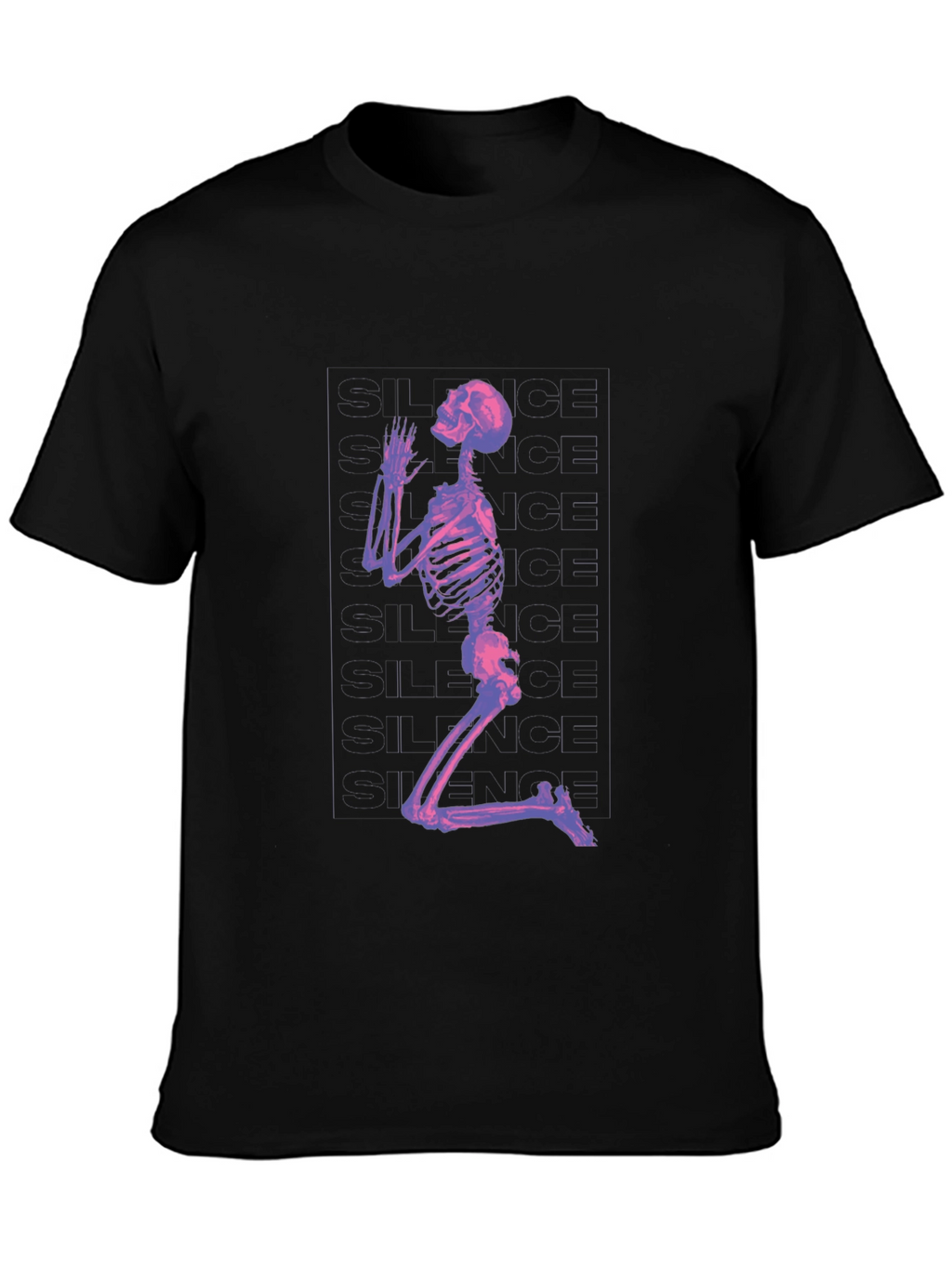 Praying Skeleton Graphic T-Shirt - Black