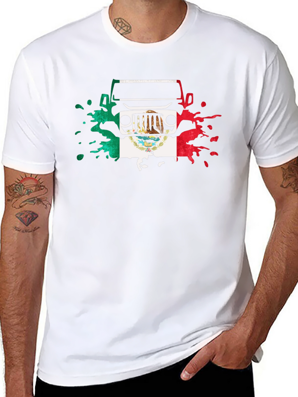 Mexican Flag Jeep T-Shirt - Black