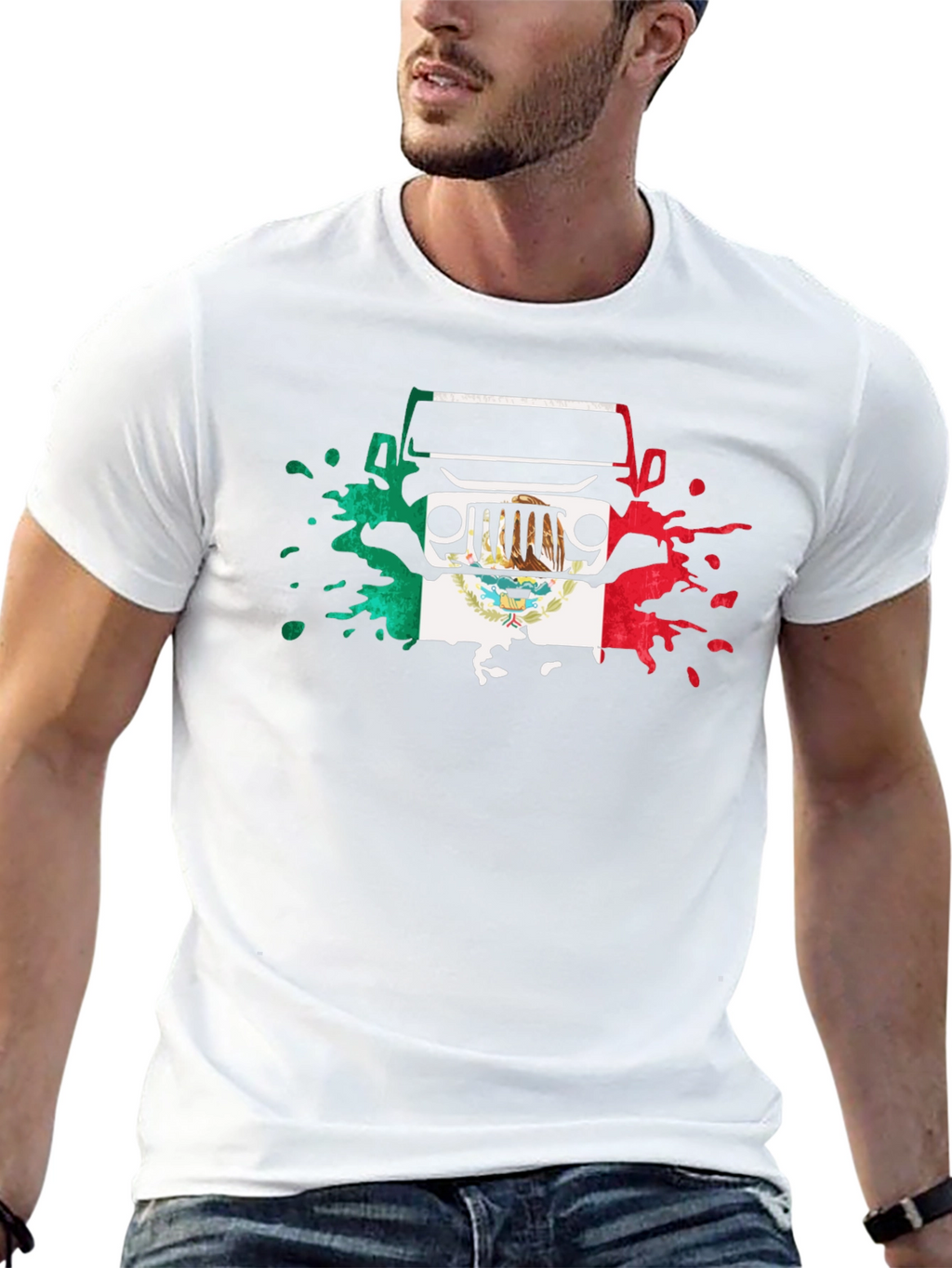 Mexican Flag Jeep T-Shirt - Black