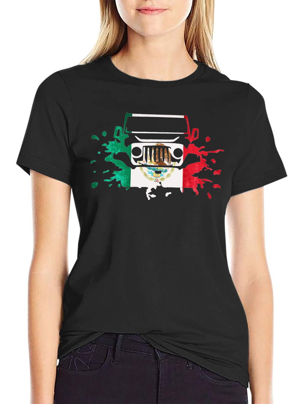 Mexican Flag Jeep T-Shirt - Black