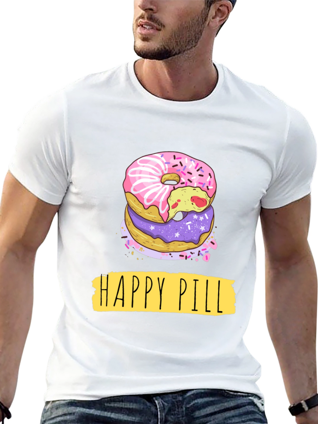 Happy Pill Donut Graphic T-Shirt