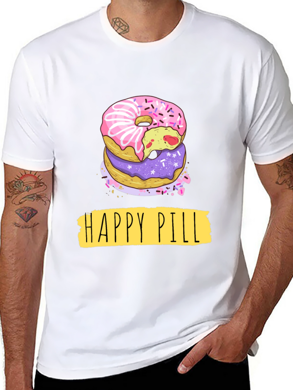 Happy Pill Donut Graphic T-Shirt