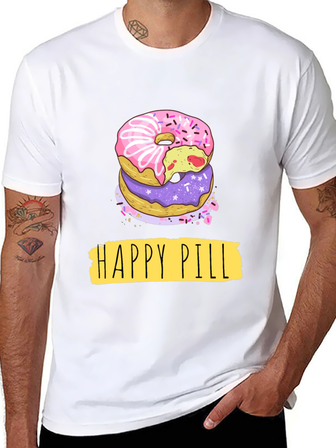 Happy Pill Donut Graphic T-Shirt