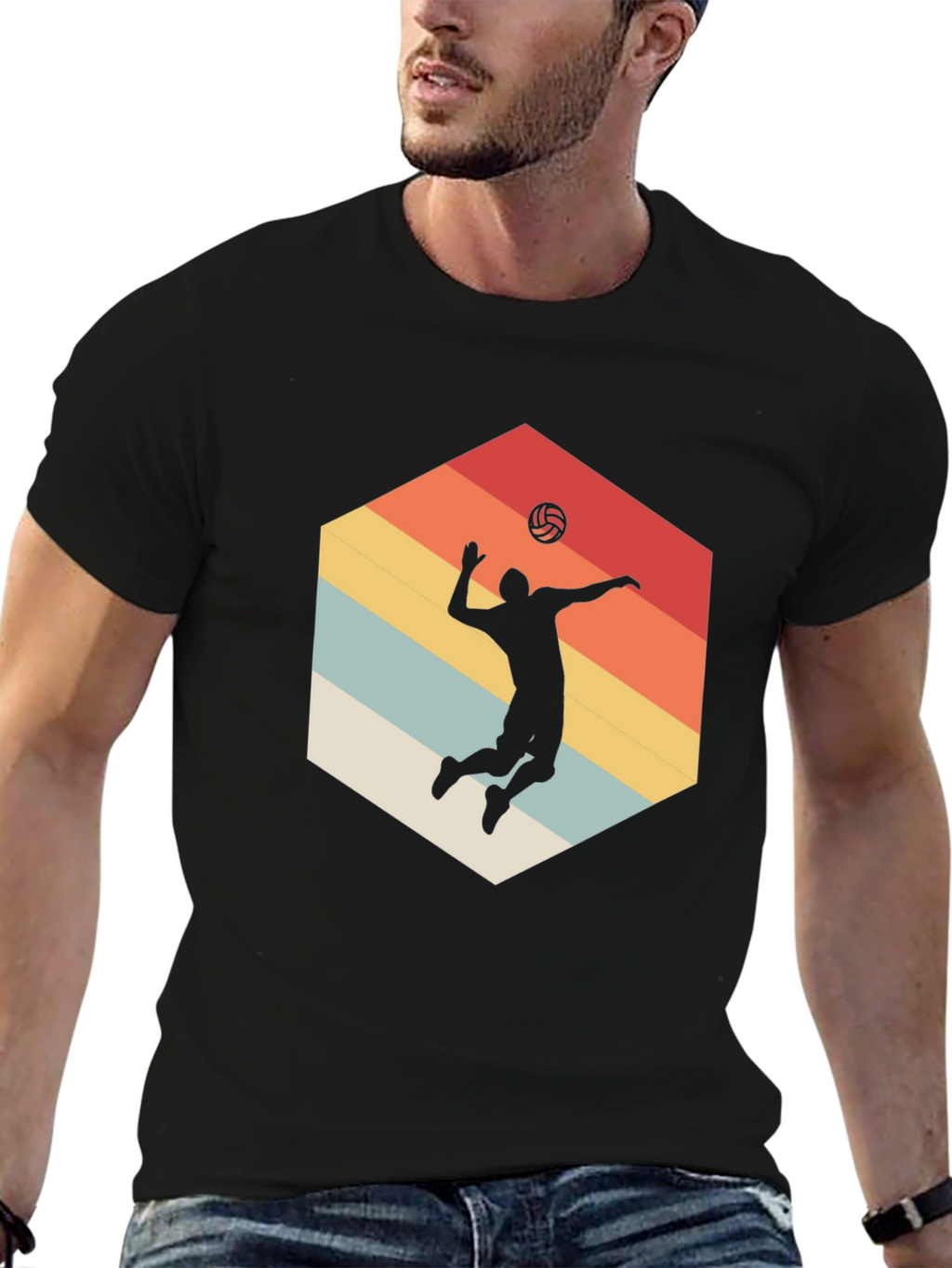 Volleyball Silhouette Graphic Tee - Retro Style