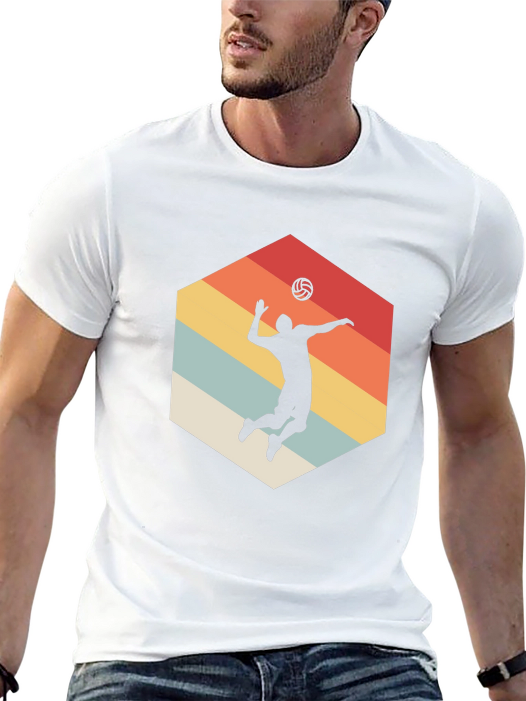 Volleyball Silhouette Graphic Tee - Retro Style
