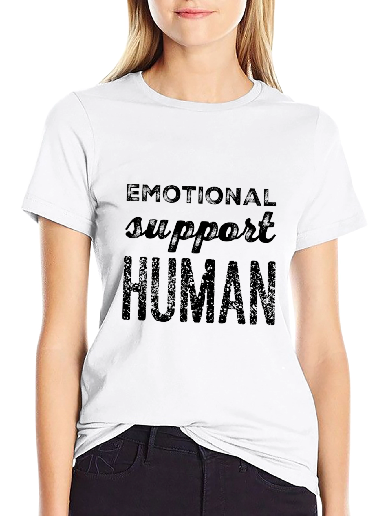 Emotional Support Human Black T-Shirt