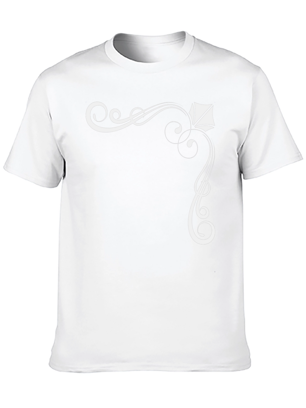 Elegant Black T-Shirt with White Ornamental Design