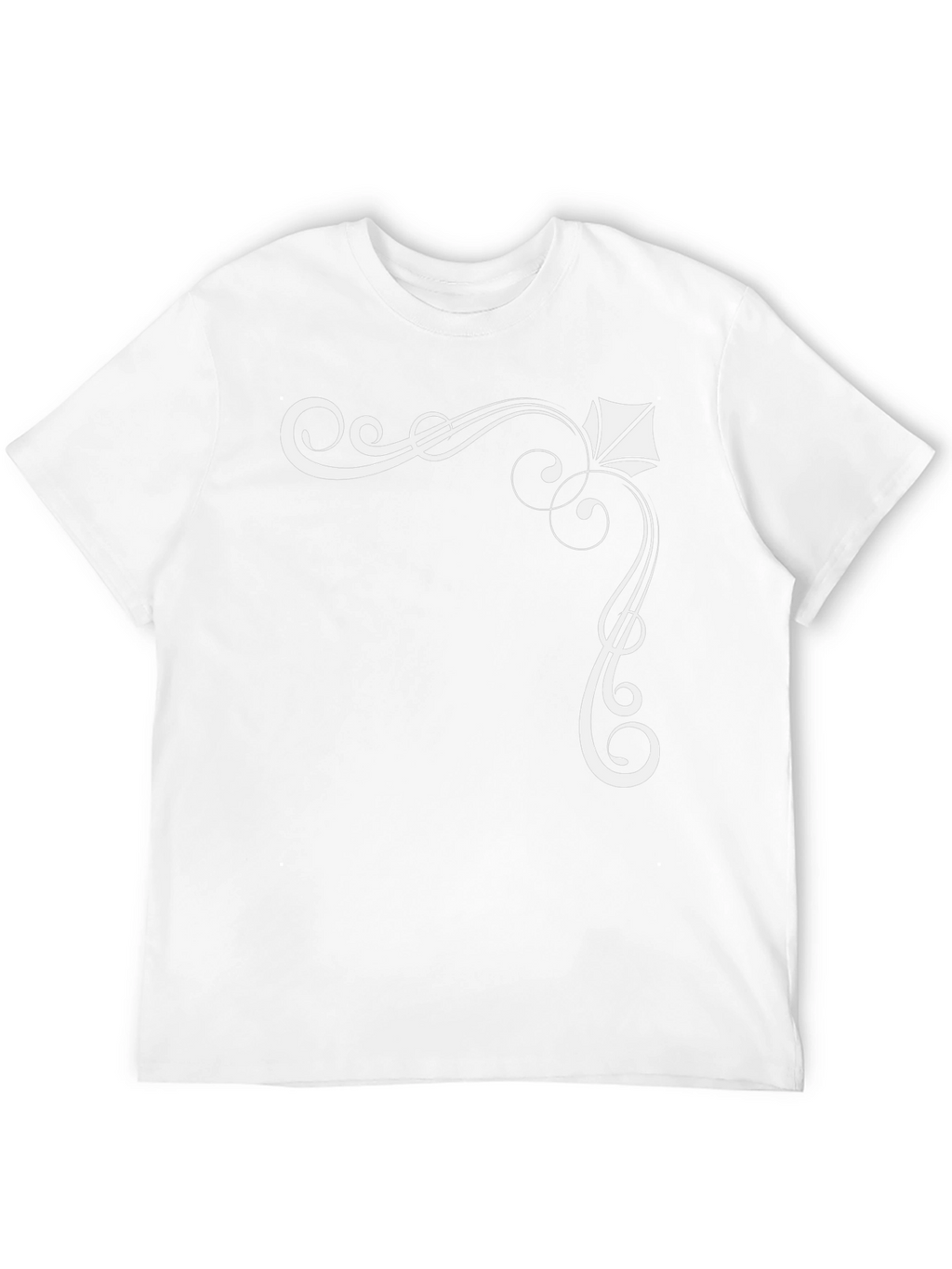 Elegant Black T-Shirt with White Ornamental Design