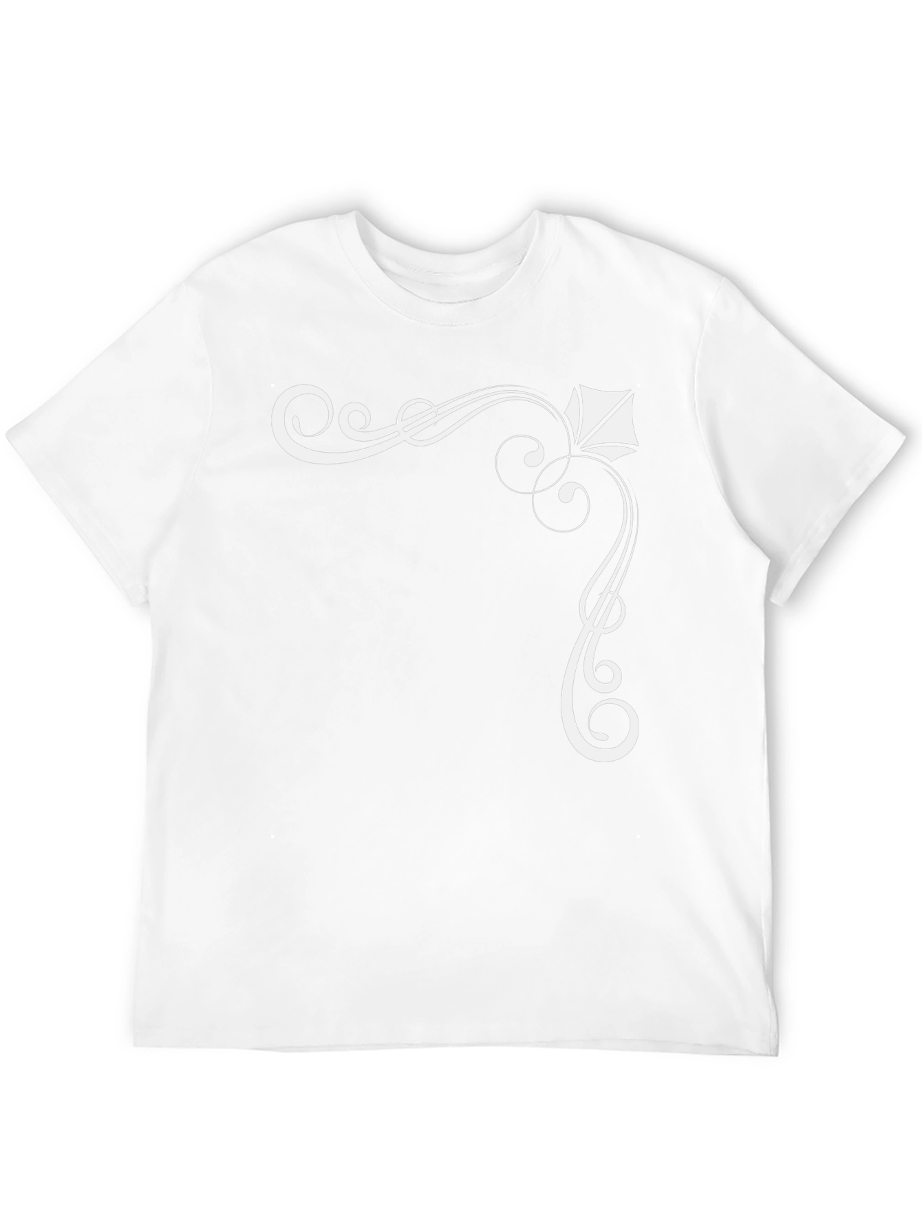 Elegant Black T-Shirt with White Ornamental Design