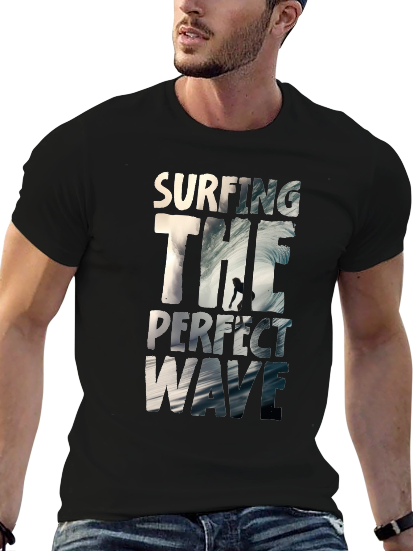 Surfing the Perfect Wave Black T-Shirt