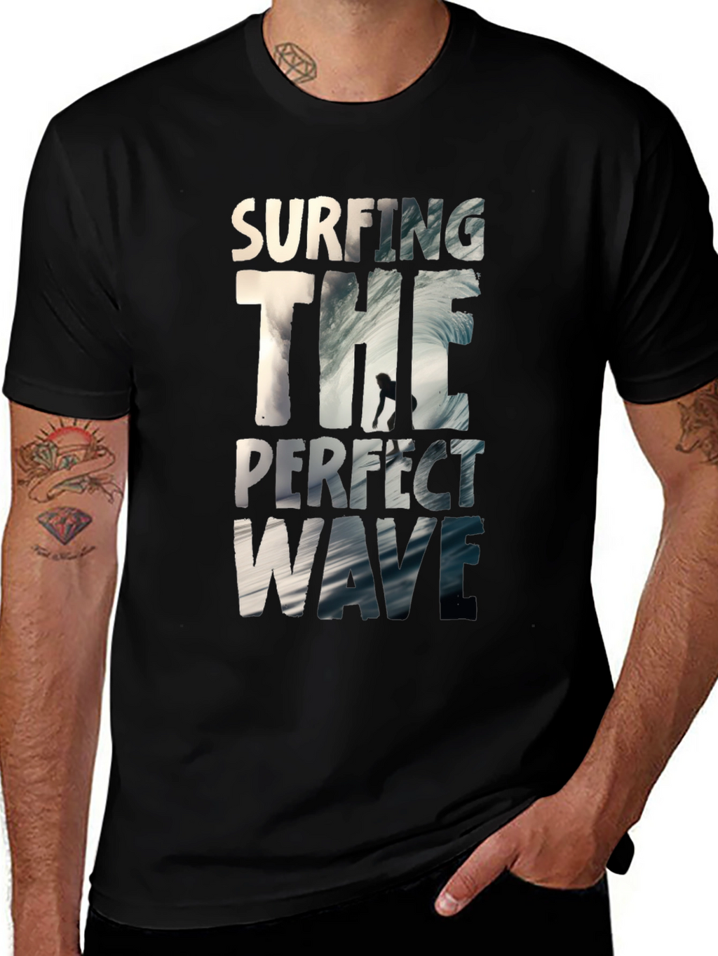 Surfing the Perfect Wave Black T-Shirt
