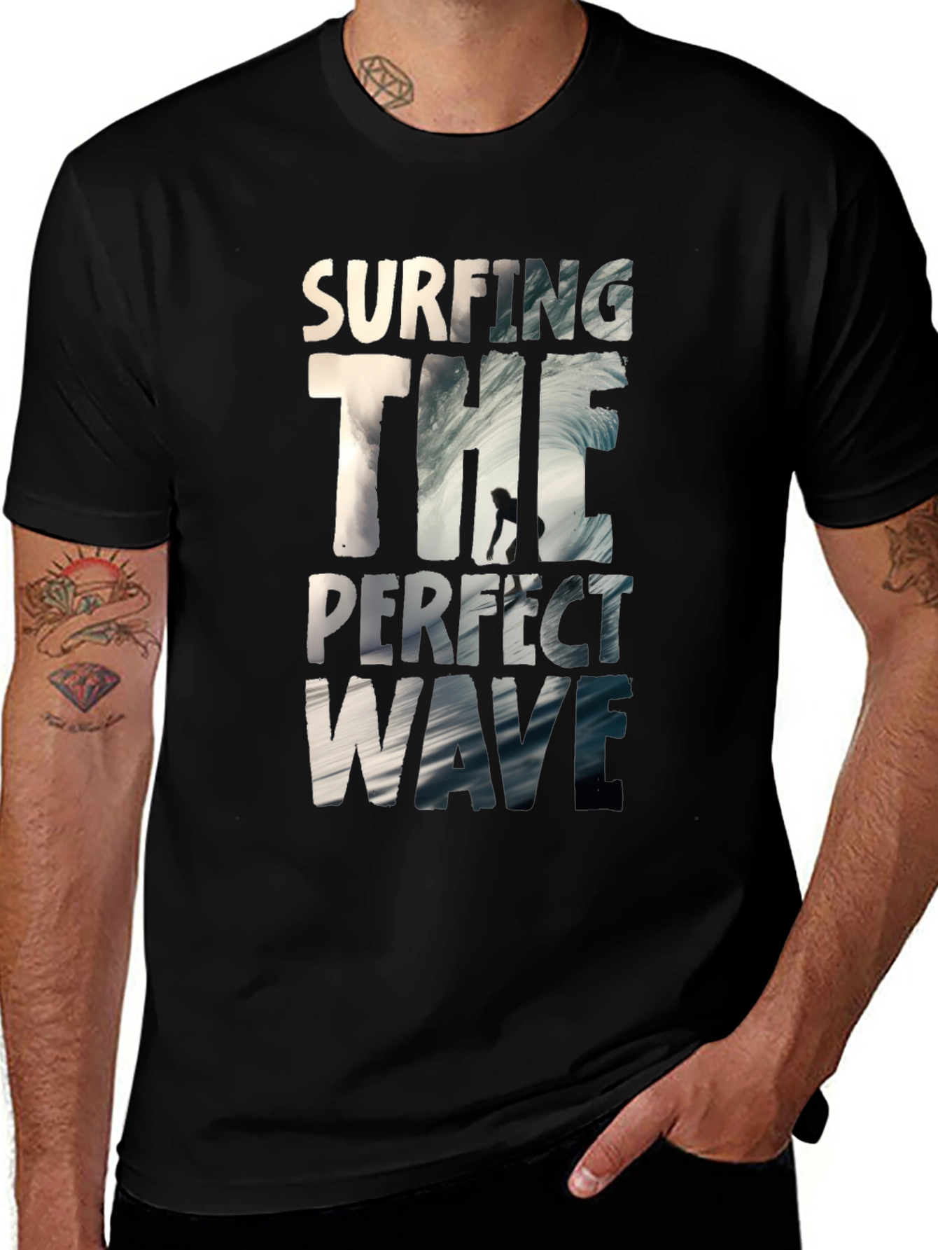 Surfing the Perfect Wave Black T-Shirt