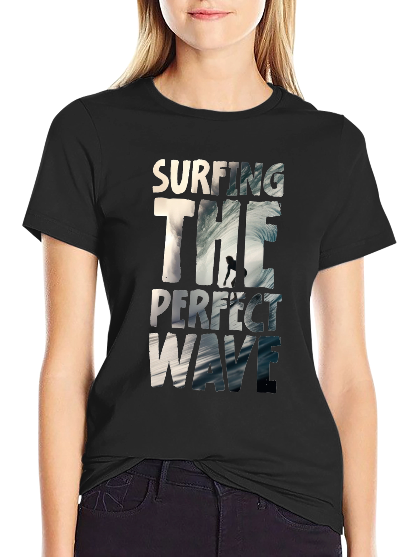 Surfing the Perfect Wave Black T-Shirt