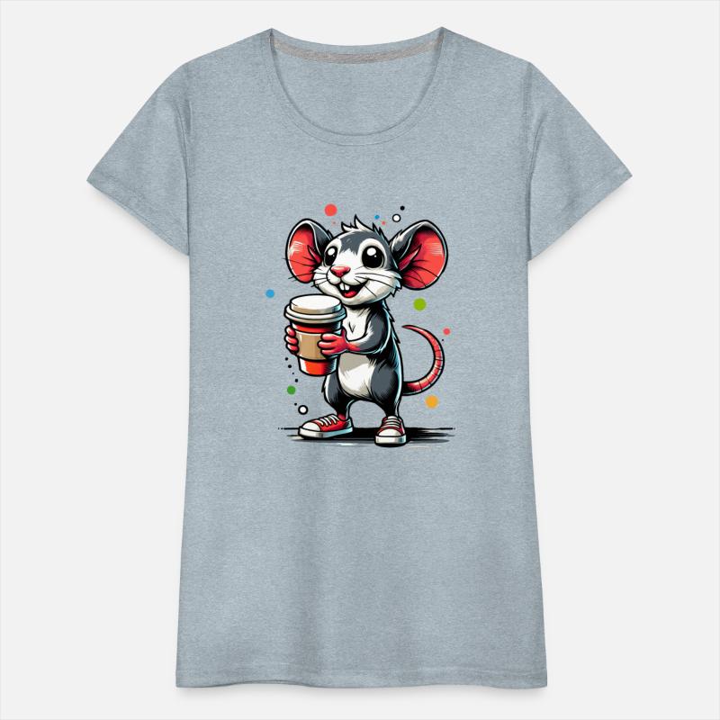 Cartoon of a happy mouse with coffee