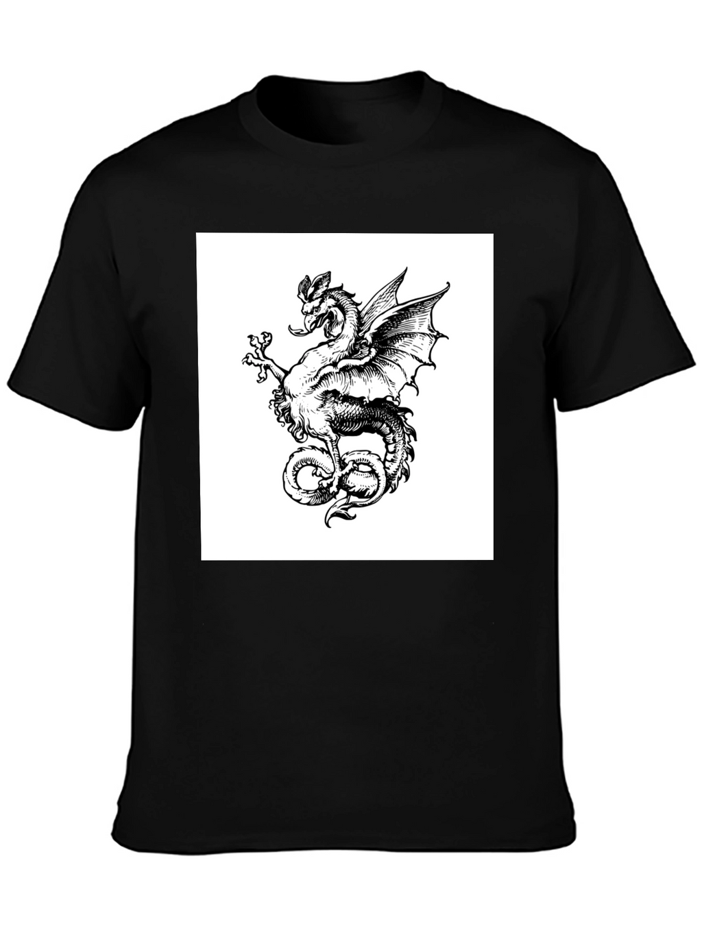 Dragon Graphic Tee - Mens Black Cotton T-Shirt