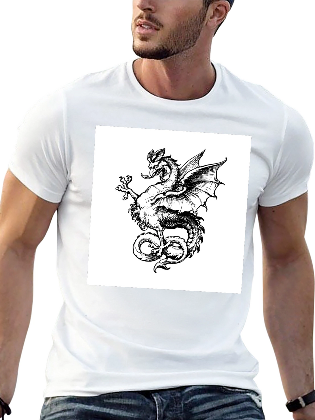 Dragon Graphic Tee - Mens Black Cotton T-Shirt