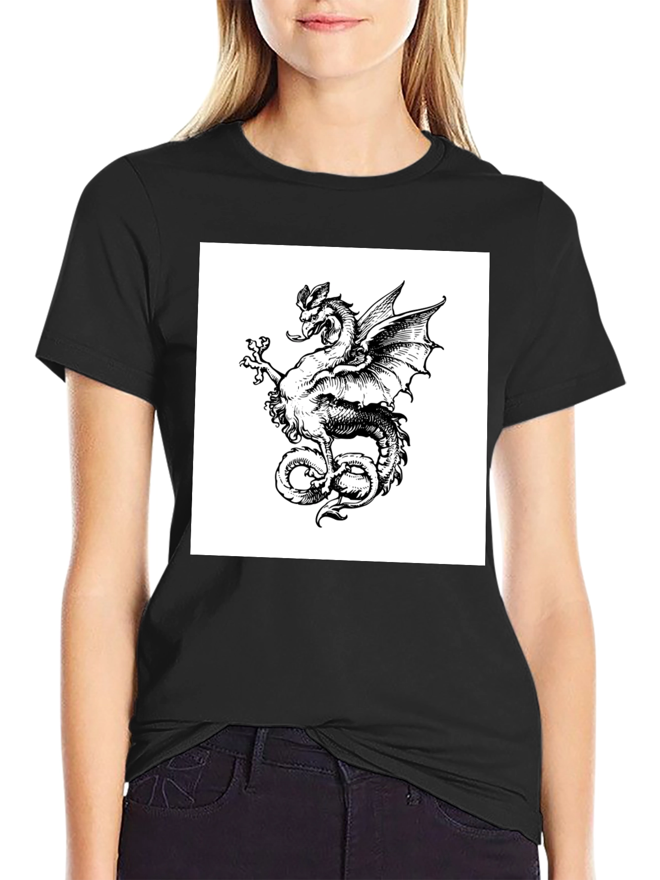Dragon Graphic Tee - Mens Black Cotton T-Shirt