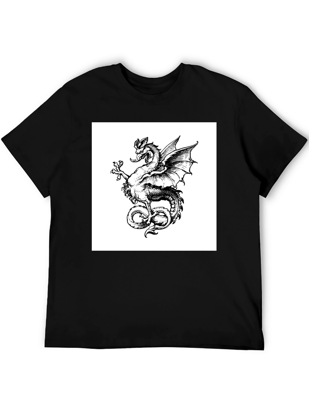 Dragon Graphic Tee - Mens Black Cotton T-Shirt