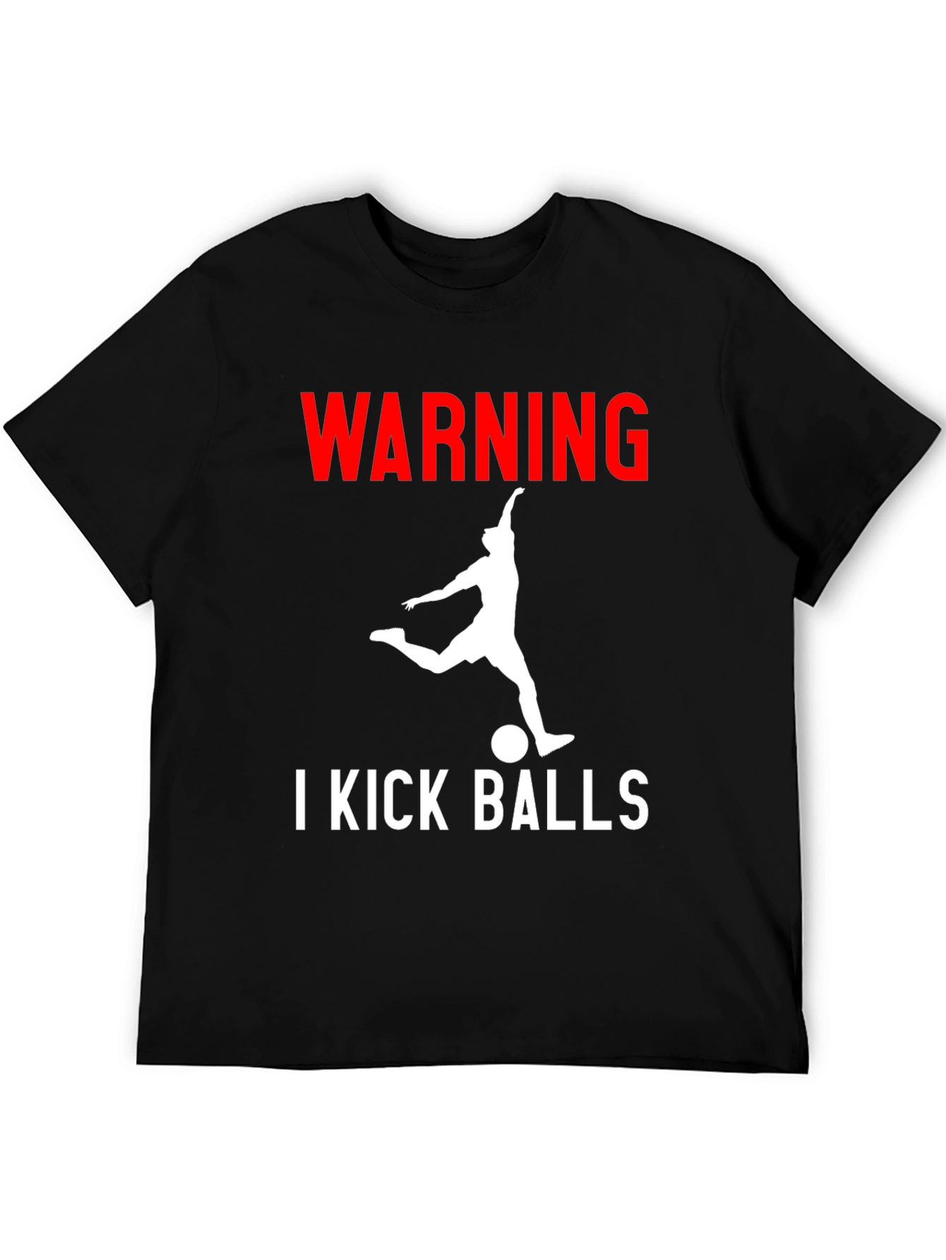 Warning: I Kick Balls Graphic Tee - Black