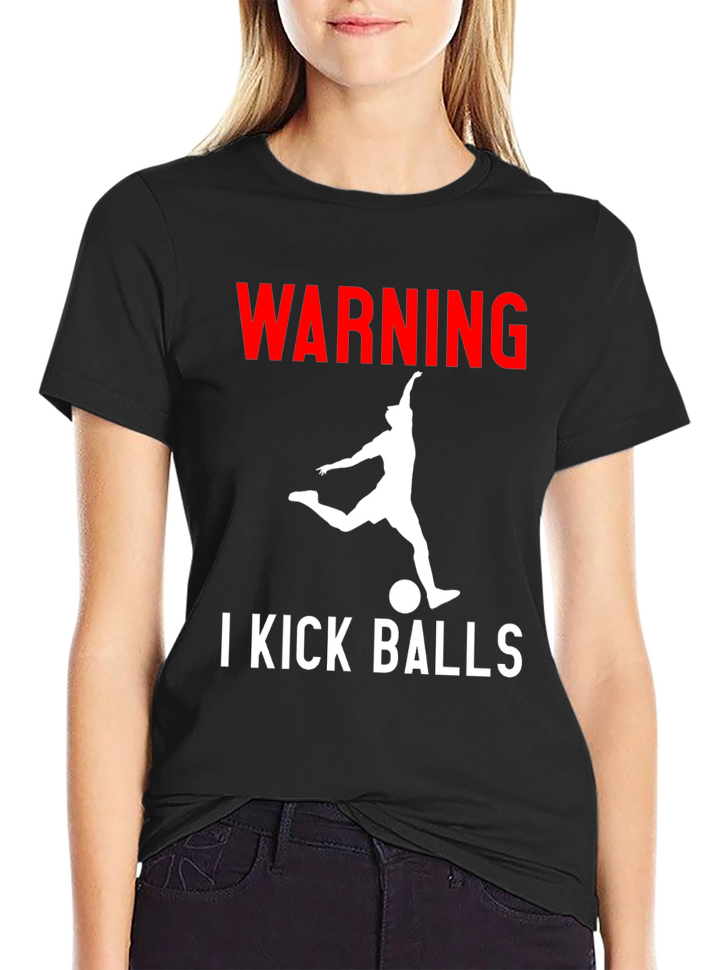 Warning: I Kick Balls Graphic Tee - Black