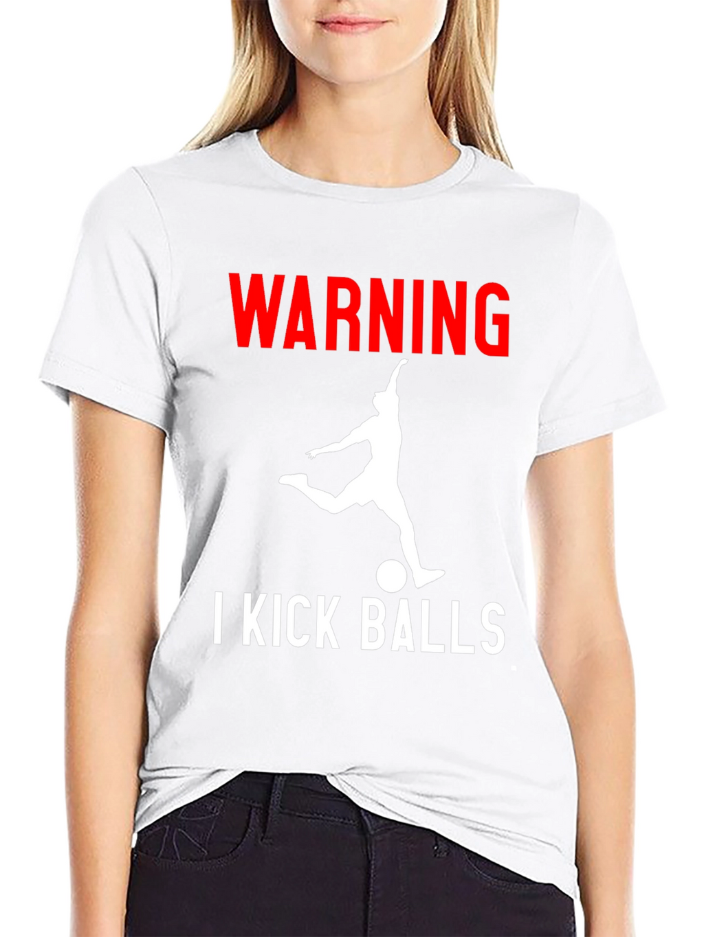 Warning: I Kick Balls Graphic Tee - Black