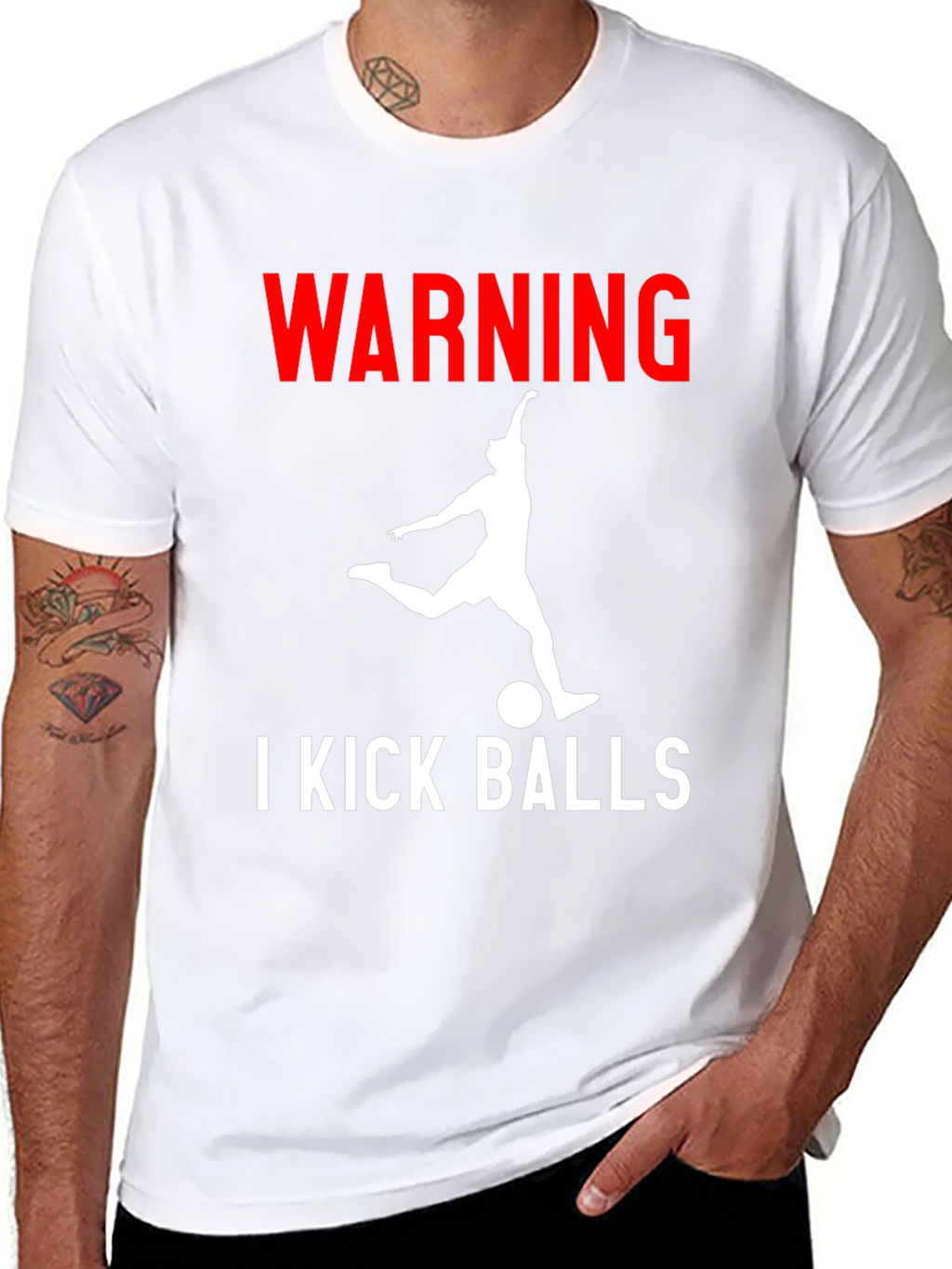 Warning: I Kick Balls Graphic Tee - Black
