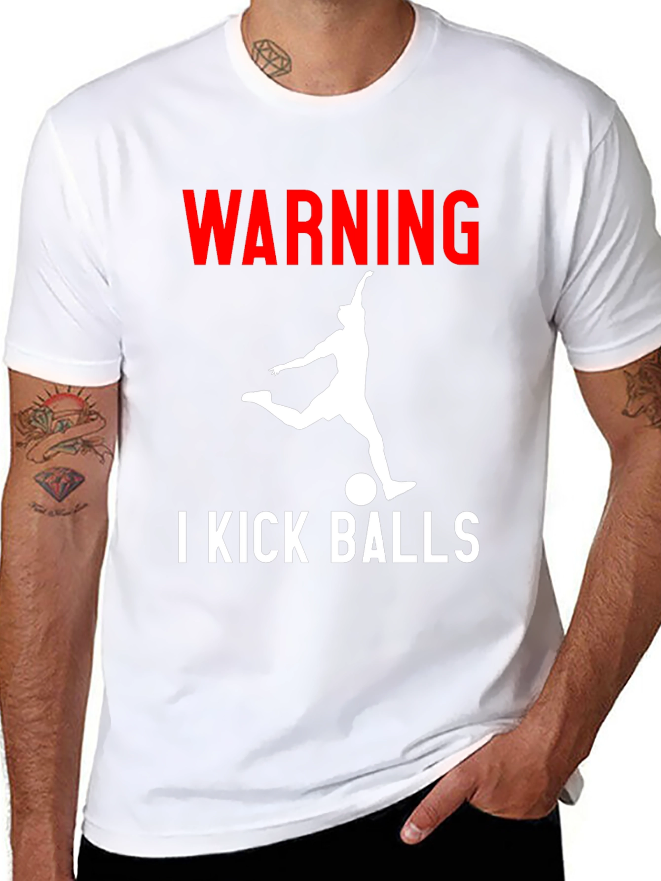Warning: I Kick Balls Graphic Tee - Black
