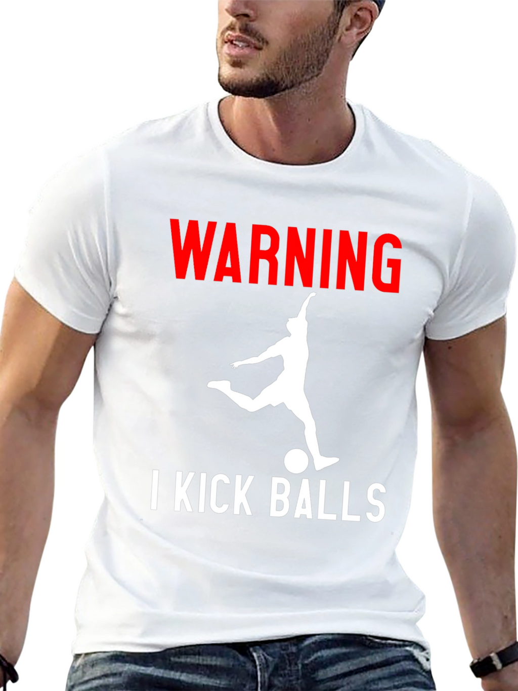 Warning: I Kick Balls Graphic Tee - Black