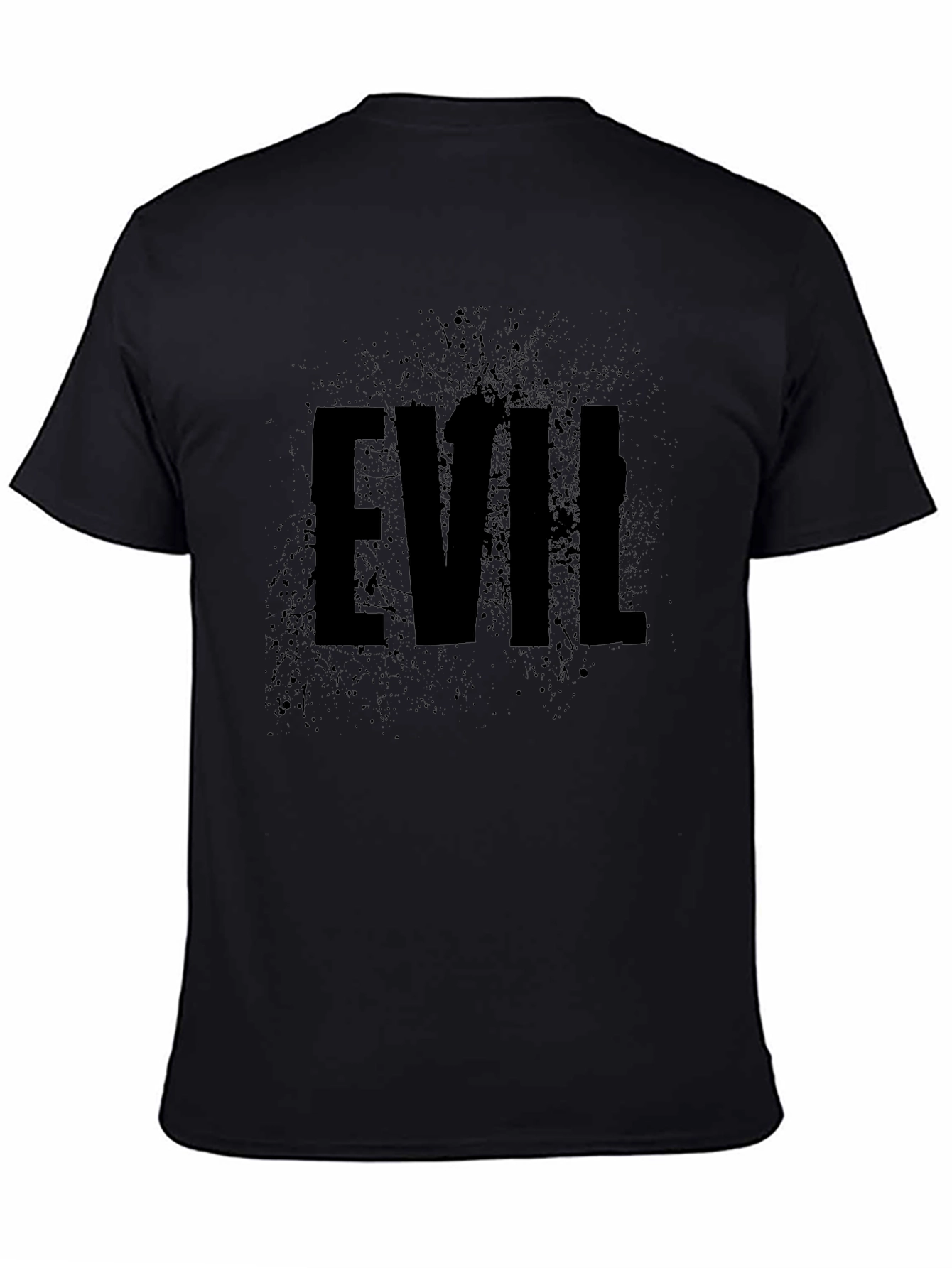 Mens Black EVIL Graphic Print Crew Neck T-Shirt