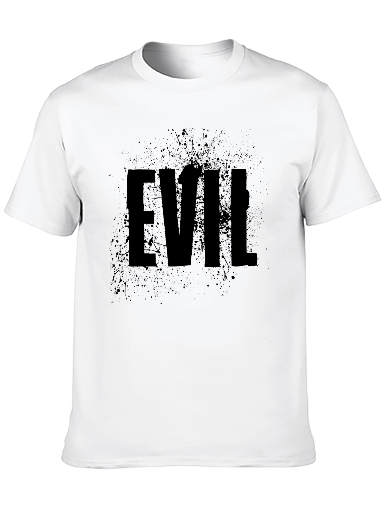 Mens Black EVIL Graphic Print Crew Neck T-Shirt