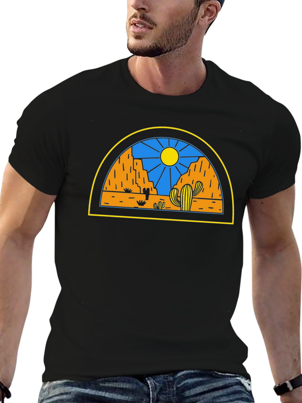 Desert Scene Graphic Tee - Black Unisex T-Shirt