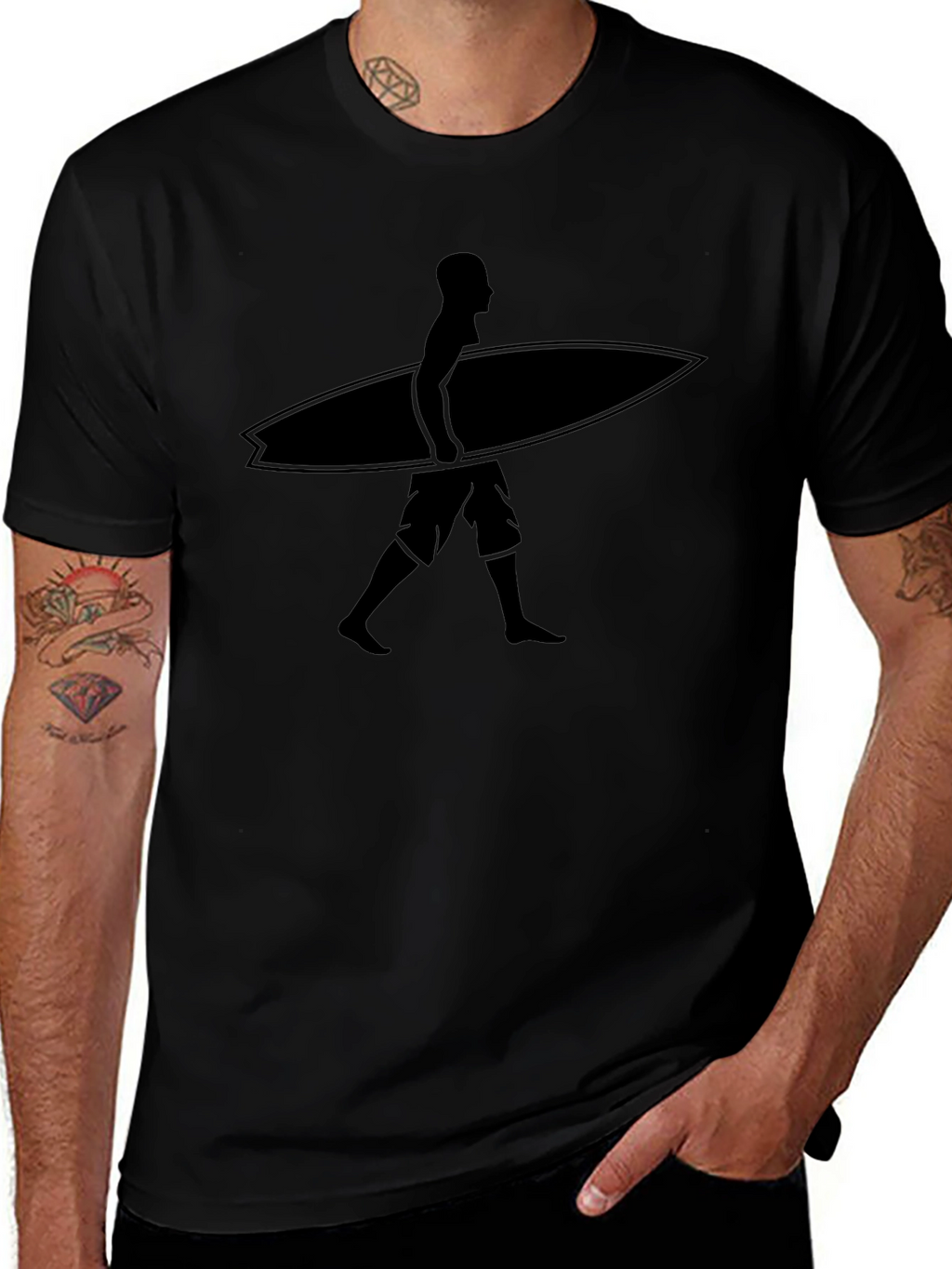 Surfer Graphic Tee - Casual Black T-Shirt