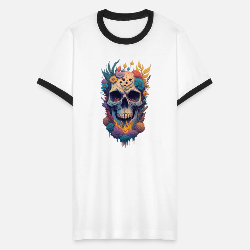 Colorful With Roses And A Skull Skulls