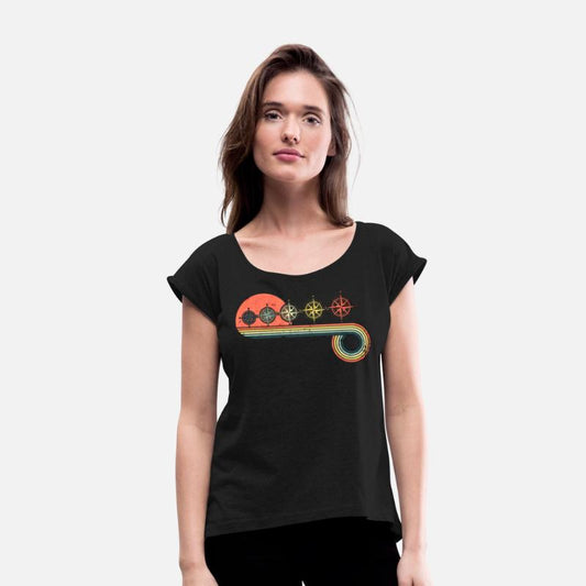 Compass Symbol Retro Vintage Sunset Rainbow Color