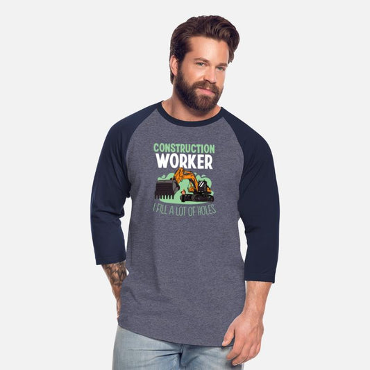 Construction worker fill lot of holes craftsman