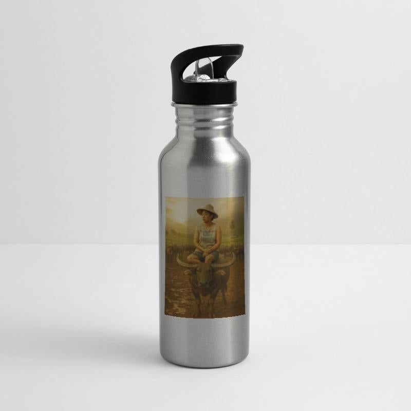 Contemplative Woman on Buffalo at Sunrise