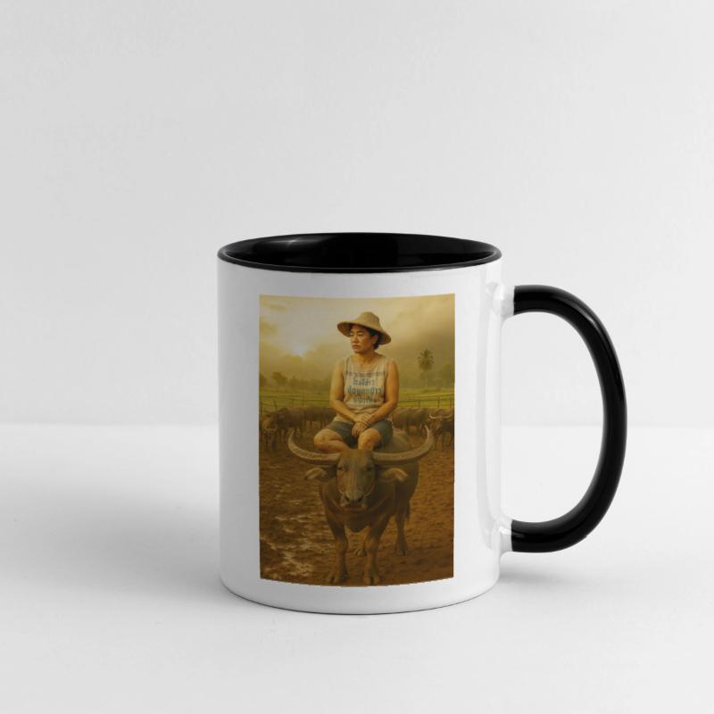 Contemplative Woman on Buffalo at Sunrise