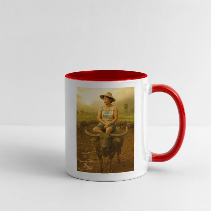 Contemplative Woman on Buffalo at Sunrise