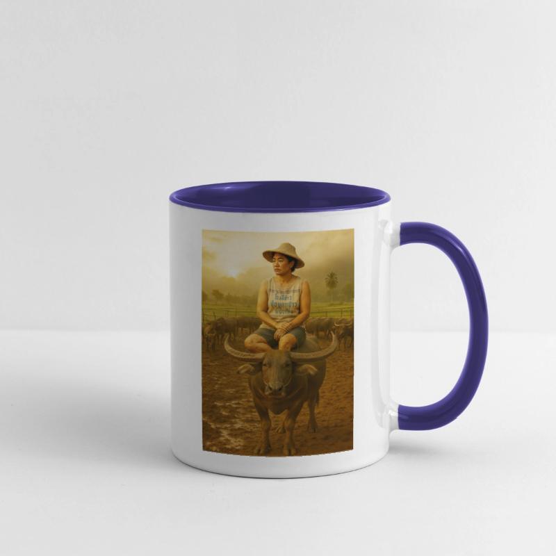 Contemplative Woman on Buffalo at Sunrise