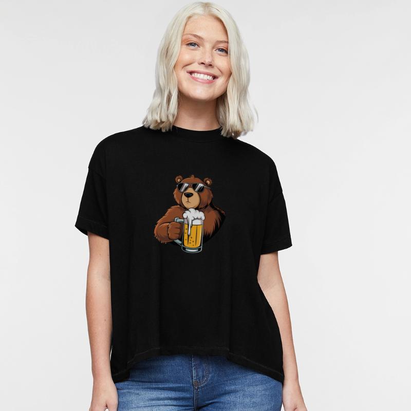 Cool Bear Drinking Beer Digital Art Funny Bee