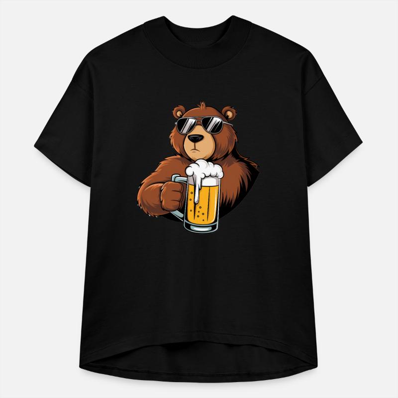 Cool Bear Drinking Beer Digital Art Funny Bee